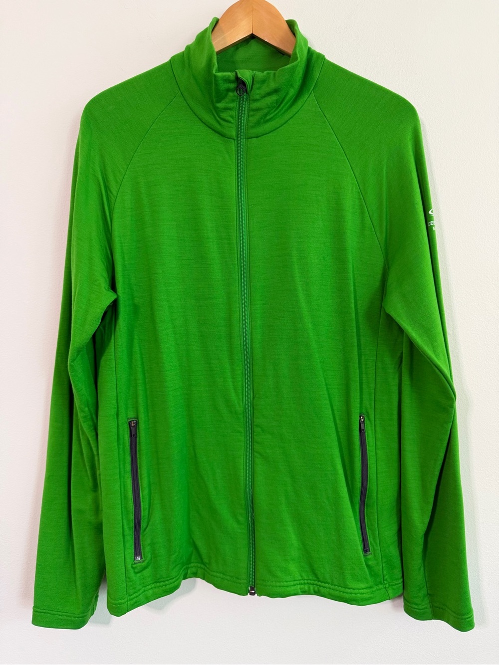 Icebreaker Merino Wool Thermal Layer Full Zip Jacket Green Size Medium